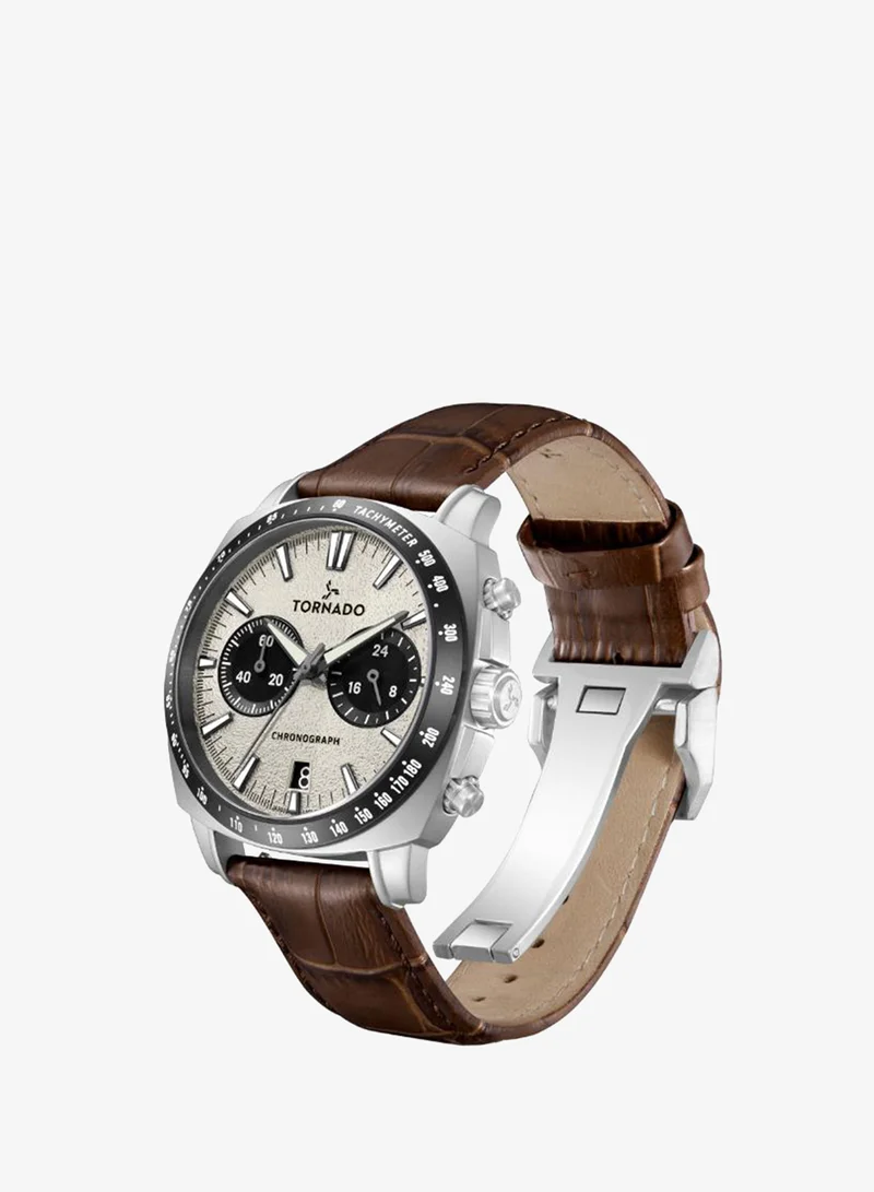 Tornado Men's Leather Chronograph Watch T25104S-SLDI-D - 42mm