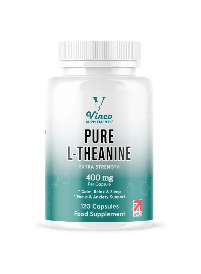 Vinco Supplements L-Theanine Supplement – Enhances Your Focus and Naturally Improves Cognitive Function, 120 Capsules - Image 1
