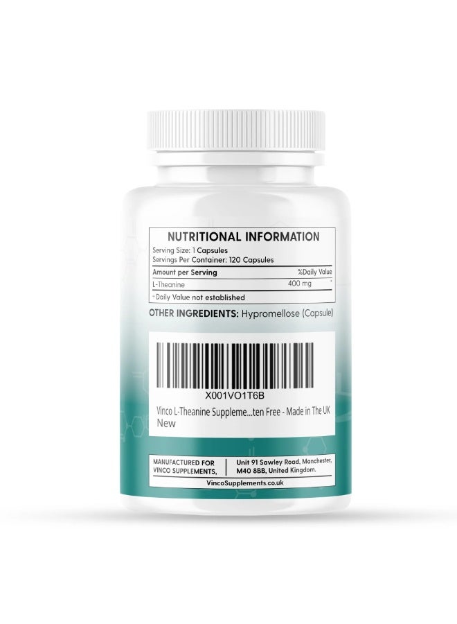 Vinco Supplements L-Theanine Supplement – Enhances Your Focus and Naturally Improves Cognitive Function, 120 Capsules - Image 3