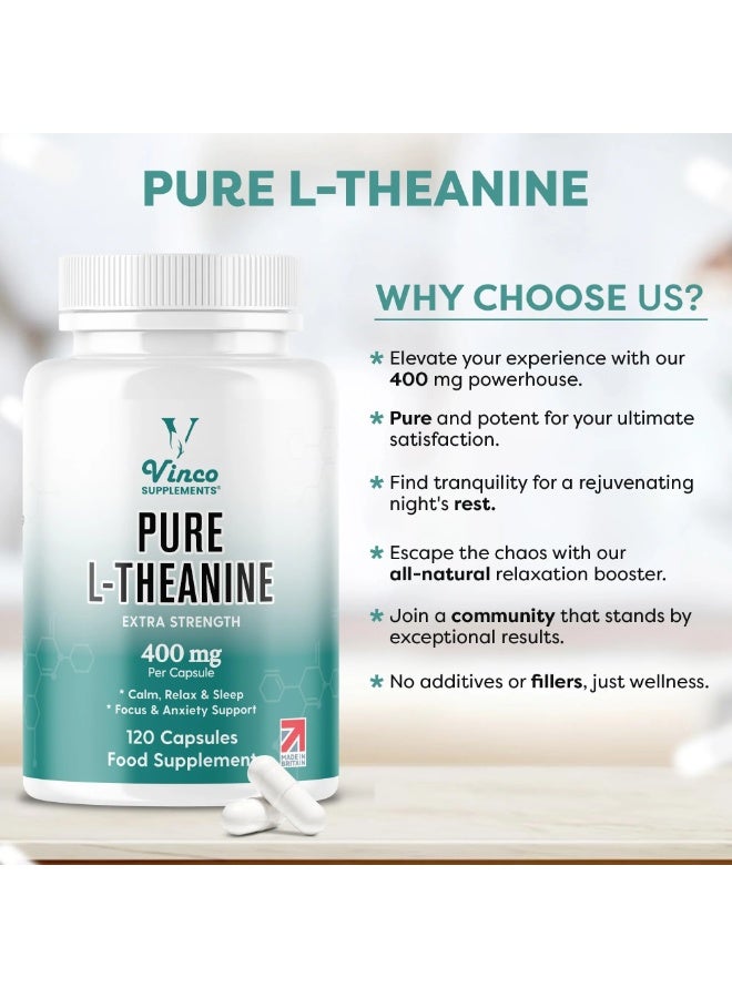 Vinco Supplements L-Theanine Supplement – Enhances Your Focus and Naturally Improves Cognitive Function, 120 Capsules - Image 4