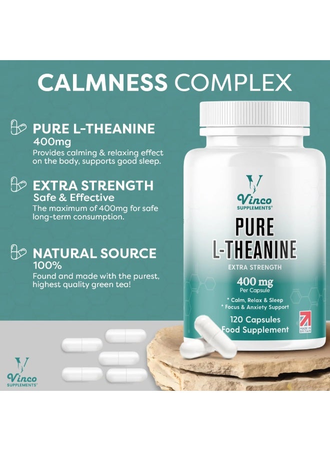 Vinco Supplements L-Theanine Supplement – Enhances Your Focus and Naturally Improves Cognitive Function, 120 Capsules - Image 5