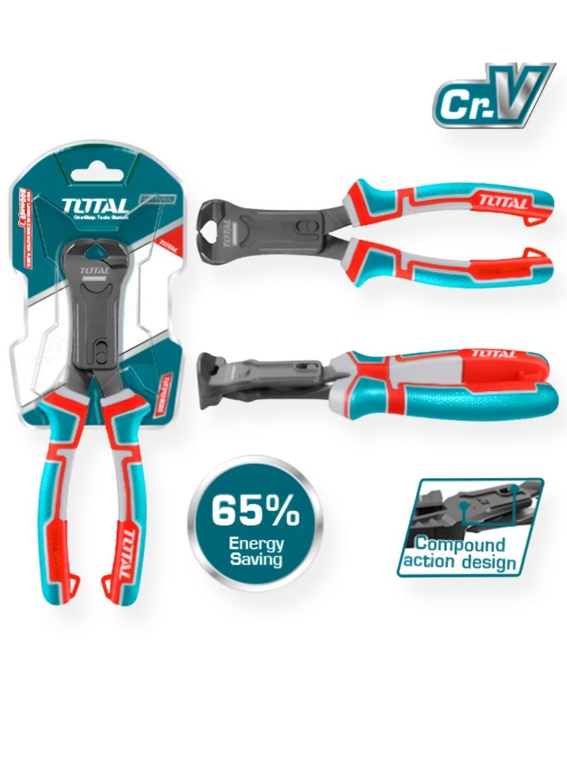 TOTAL Total Compound Action End Cutting Pliers 215mm (8.5") - High-Efficiency Cr-V Construction for Comfort and Precision Cutting  - Image 2