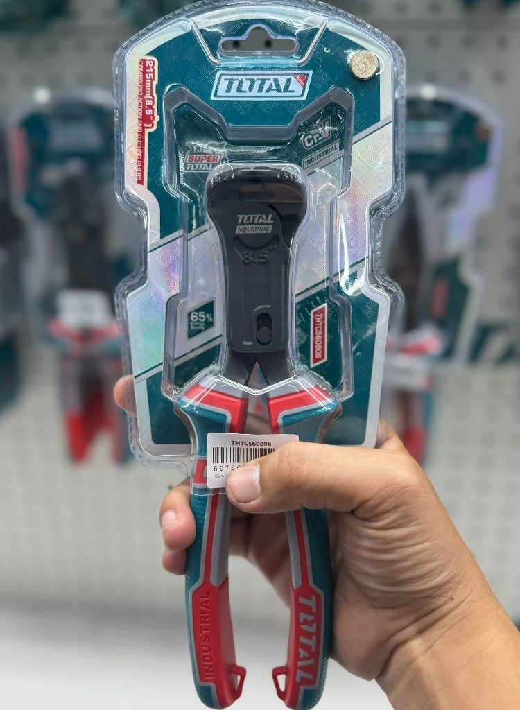 TOTAL Total Compound Action End Cutting Pliers 215mm (8.5") - High-Efficiency Cr-V Construction for Comfort and Precision Cutting  - Image 3
