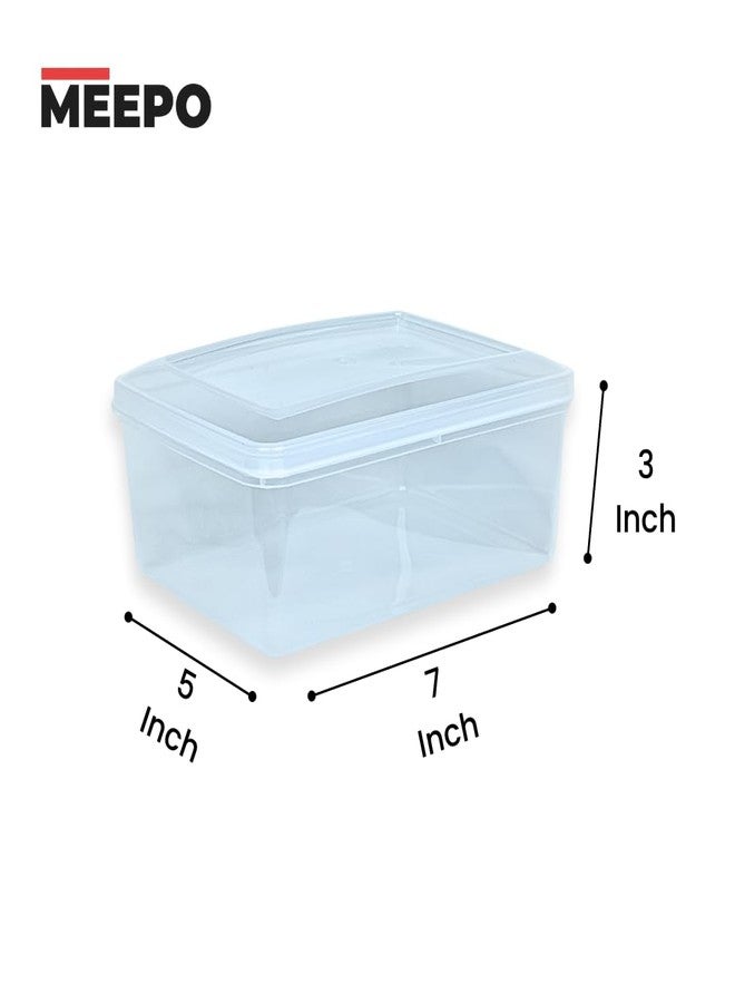 Meepo Home 1700 ML Plastic First Aid & Multi-Utility Storage Box - Snap-Lock Organizer for Medicines, Sewing Kits & Jewellery - Transparent & Stackable - Clear (Pack of 6) - Image 3