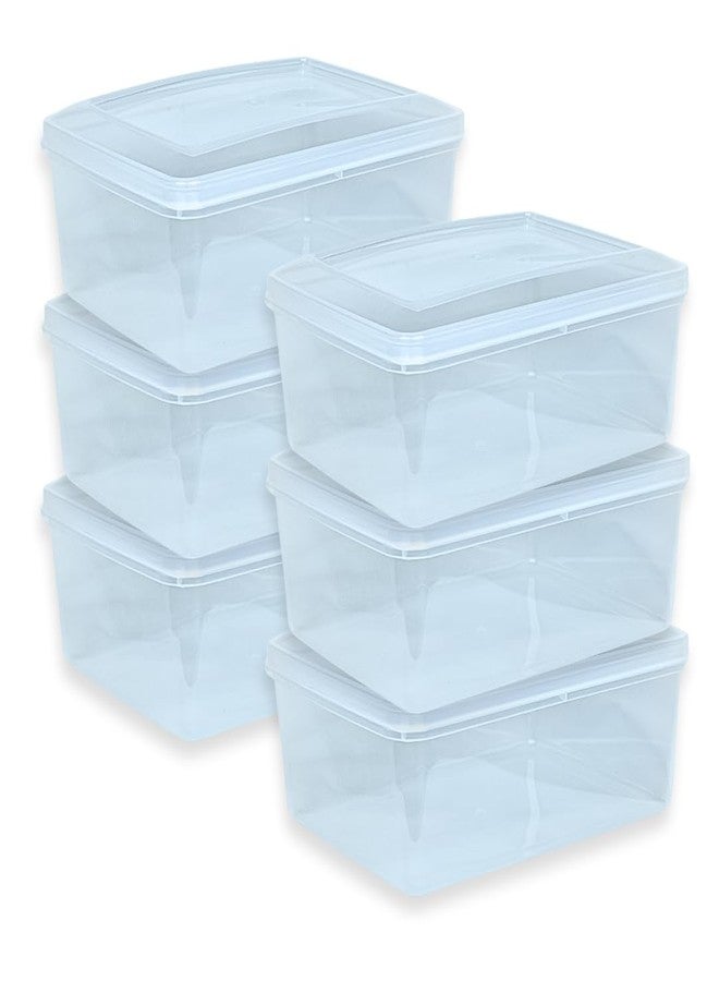 Meepo Home 1700 ML Plastic First Aid & Multi-Utility Storage Box - Snap-Lock Organizer for Medicines, Sewing Kits & Jewellery - Transparent & Stackable - Clear (Pack of 6) - Image 2