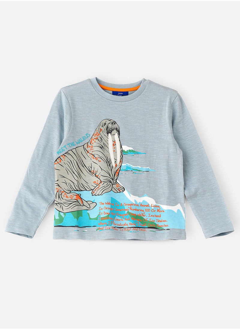 JAM Knitted full sleeve  t-shirt with print at front  - Image 1