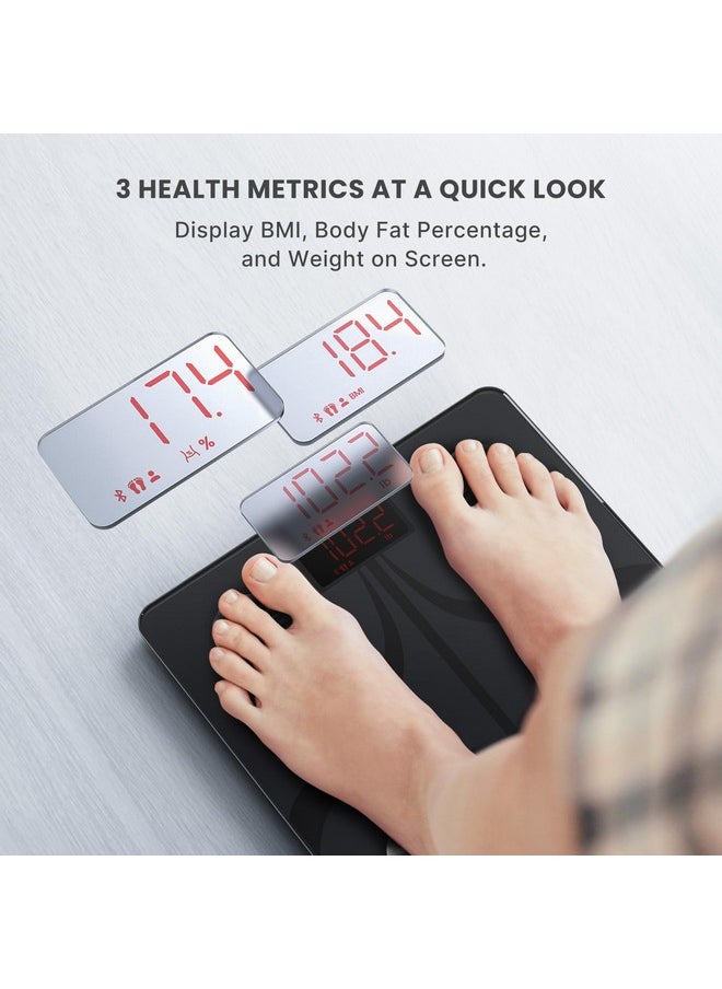 RENPHO RENPHO Smart Scale for Body Weight, USB-C Rechargeable Digital Bathroom Scale, Electronic 13 Body Composition Monitor with Smartphone App, 396 lbs, Black, Elis 1 (11 inch)  - Image 3
