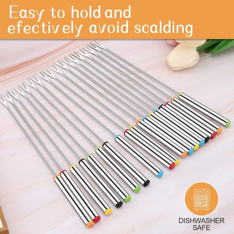Vyndicca 18 PCS Fondue Forks Stainless Steel,9.3inch Color Coding Cheese Fondue Forks with Heat Resistant Handle,Fondue Sticks for Chocolate Fountain Dessert Meat Barbecue Roast Marshmallows,6 color - Image 4
