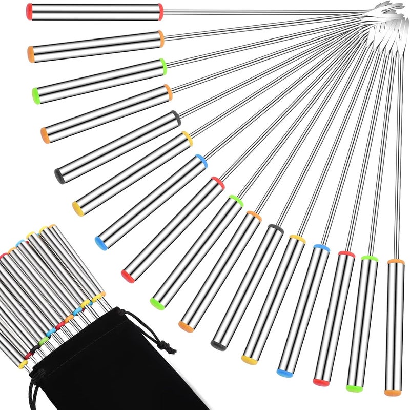 Vyndicca 18 PCS Fondue Forks Stainless Steel,9.3inch Color Coding Cheese Fondue Forks with Heat Resistant Handle,Fondue Sticks for Chocolate Fountain Dessert Meat Barbecue Roast Marshmallows,6 color - Image 1