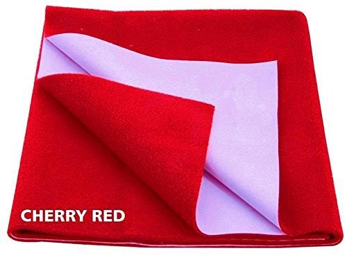 Goodluck Baby Waterproof Protector Cotton Dry Bed Sheet (Red, Size-100 x 70 cm Medium) - Image 1