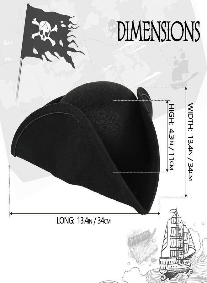 VZQI Pirate Hat Distressed Colonial Style Tricorn Hat for Adult Halloween Costume Accessory Pro Black - Image 3