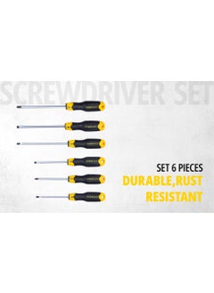 Stanley STANLEY STHT65242 6-Piece Cushion Grip Screwdriver Set for Home, DIY, Professional & Industrial Use Ideal for Carpentry, Construction, Mechanical, Electrical & Plumbing Tasks, YELLOW & BLACK  - Image 2