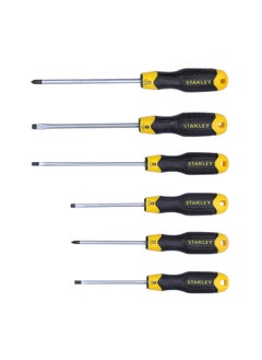 Stanley STANLEY STHT65242 6-Piece Cushion Grip Screwdriver Set for Home, DIY, Professional & Industrial Use Ideal for Carpentry, Construction, Mechanical, Electrical & Plumbing Tasks, YELLOW & BLACK  - Image 1