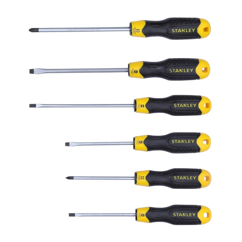 Stanley STANLEY STHT65242 6-Piece Cushion Grip Screwdriver Set for Home, DIY, Professional & Industrial Use Ideal for Carpentry, Construction, Mechanical, Electrical & Plumbing Tasks, YELLOW & BLACK  - Image 1