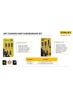 Stanley STANLEY STHT65242 6-Piece Cushion Grip Screwdriver Set for Home, DIY, Professional & Industrial Use Ideal for Carpentry, Construction, Mechanical, Electrical & Plumbing Tasks, YELLOW & BLACK  - Image 5