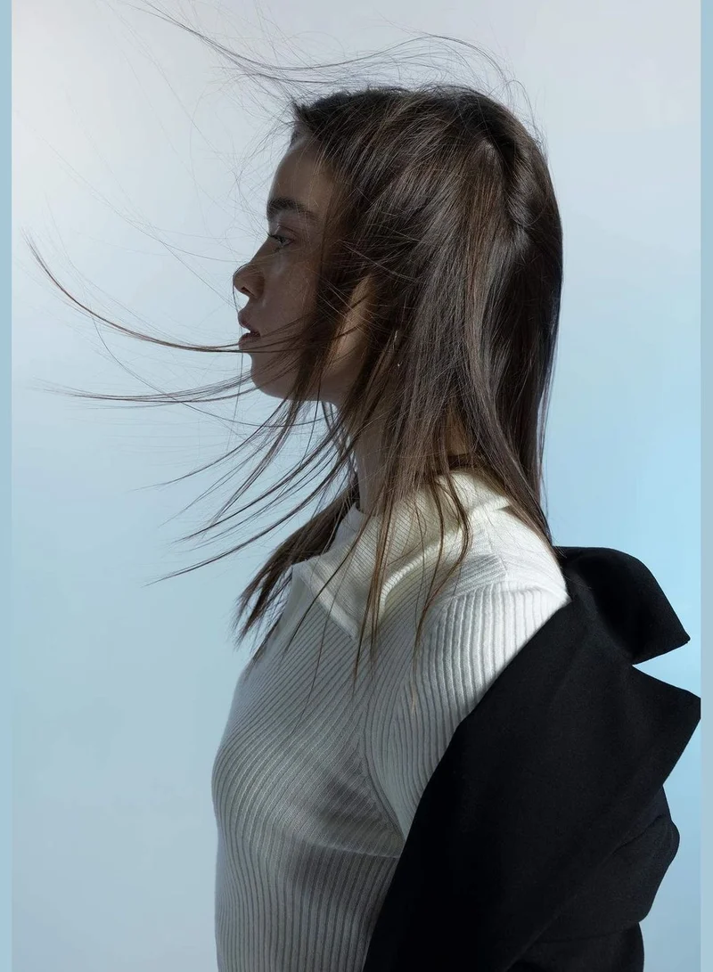 DeFacto Woman Slim Fit Mock Neck Long Sleeve Tricot Pullover