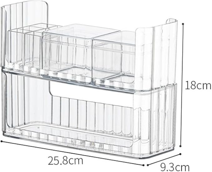 Kepuarm Kepuarm Clear Makeup Organizer Bathroom Cabinet Organizer Stackable Lipstick Holder PET Material Transparent Mirror Storage Box Set for Vanity Cosmetics Cotton Ball Cotton Pad White 