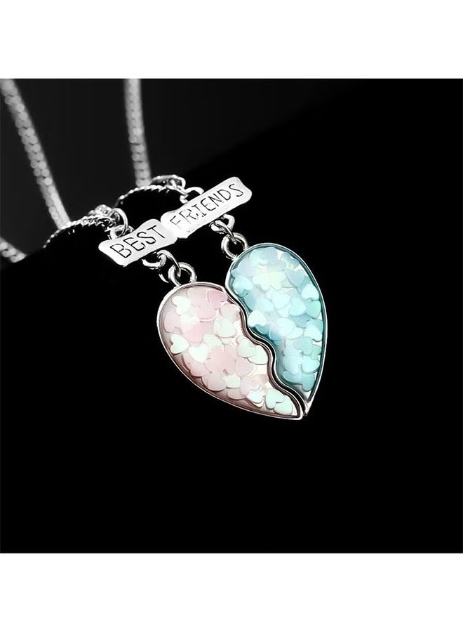 اتش واي طقم قلادة BFF Puzzle Heart ل 2 ، أزرق ووردي ترتر ، أفضل صديق هدية للأبد للفتيات المراهقات - Image 5