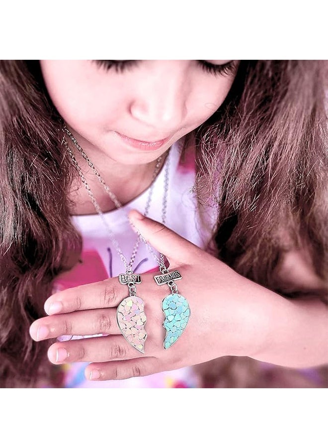 اتش واي طقم قلادة BFF Puzzle Heart ل 2 ، أزرق ووردي ترتر ، أفضل صديق هدية للأبد للفتيات المراهقات - Image 3