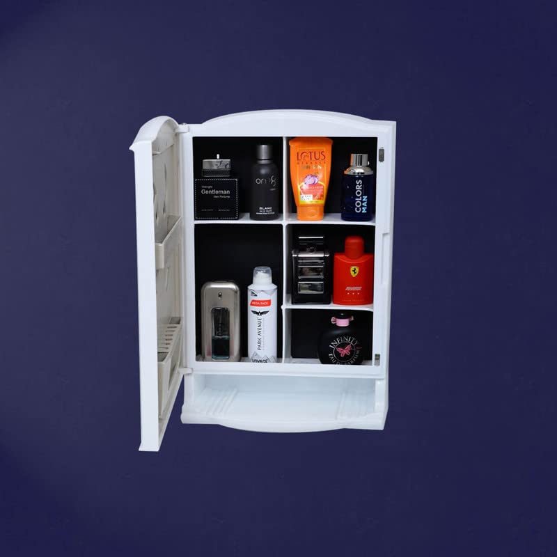 GRACE FINE WARE GRACE FINE WARE Bathroom Cabinet with Mirror Wall Mounted Storage Cabinet with Magnetic Door 4 Inner Shelve Stylish HeavyDuty Plastic Cabinet for Storage Above Washbasin  - Image 3