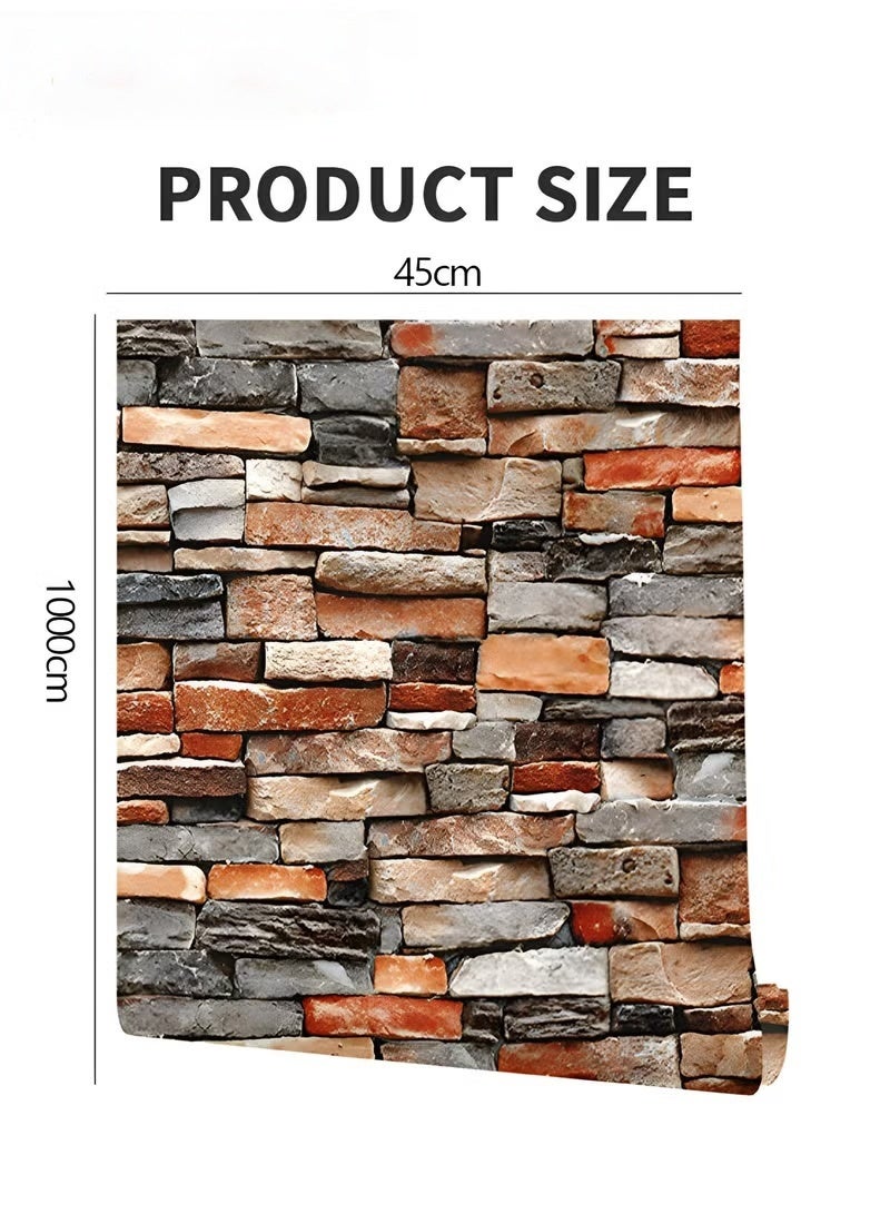 EETU 3D Self-Adhesive Wallpaper,45cm x 10m Faux Stone Peel And Stick Wallpaper,Water Proof Spillage Proof,PVC Wallpaper For House Decoration - Image 5