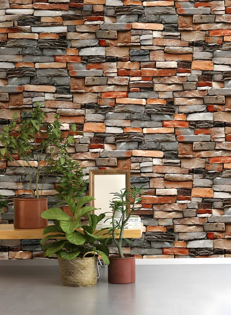 EETU 3D Self-Adhesive Wallpaper,45cm x 10m Faux Stone Peel And Stick Wallpaper,Water Proof Spillage Proof,PVC Wallpaper For House Decoration - Image 1
