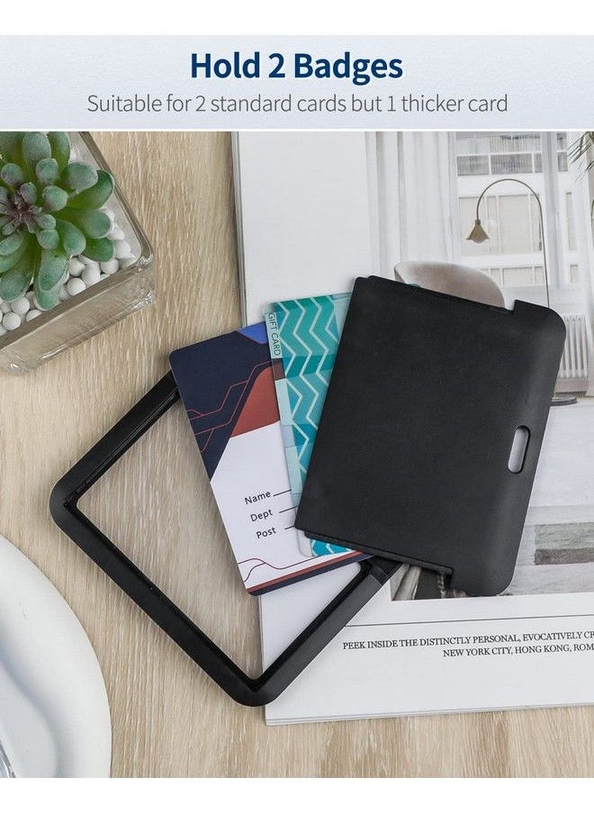 Uniclife Sliding Id Badge Holder Black Horizontal Hard Plastic Case With Clear Window Card Protector Pouch For Office School Id Credit Cards Proximity Key Cards Driver’S Licenses And Passes 3 Pack  - Image 4
