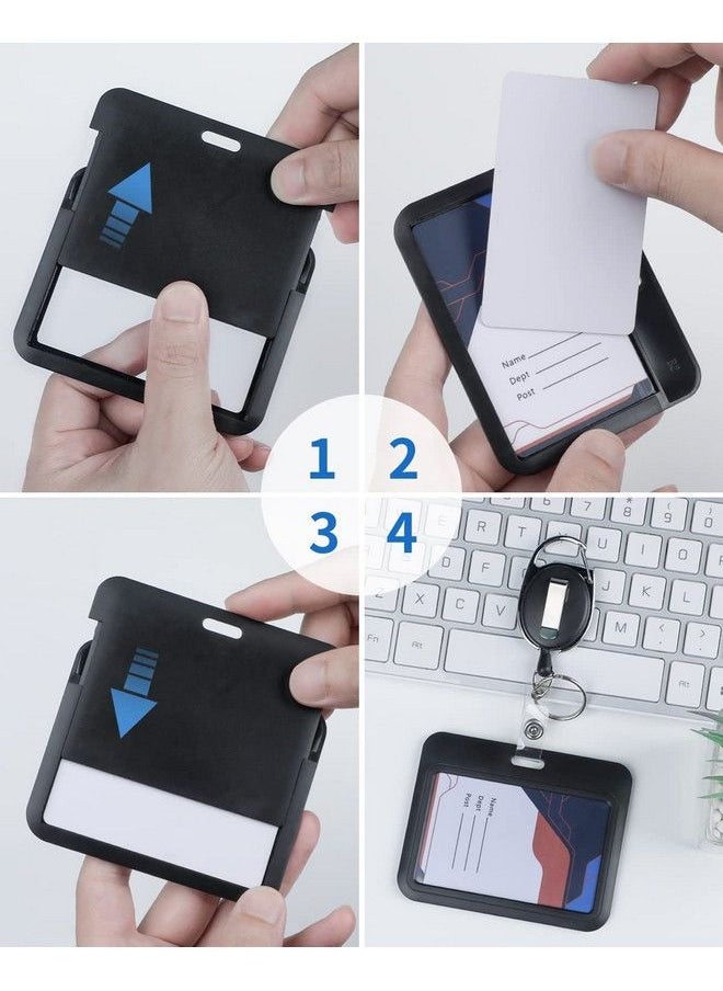 Uniclife - Sliding Id Badge Holder Black Horizontal Hard Plastic Case With Clear Window Card Protector Pouch For Office School Id Credit Cards Proximity Key Cards Driver’S Licenses And Passes 3 Pack - Image 1