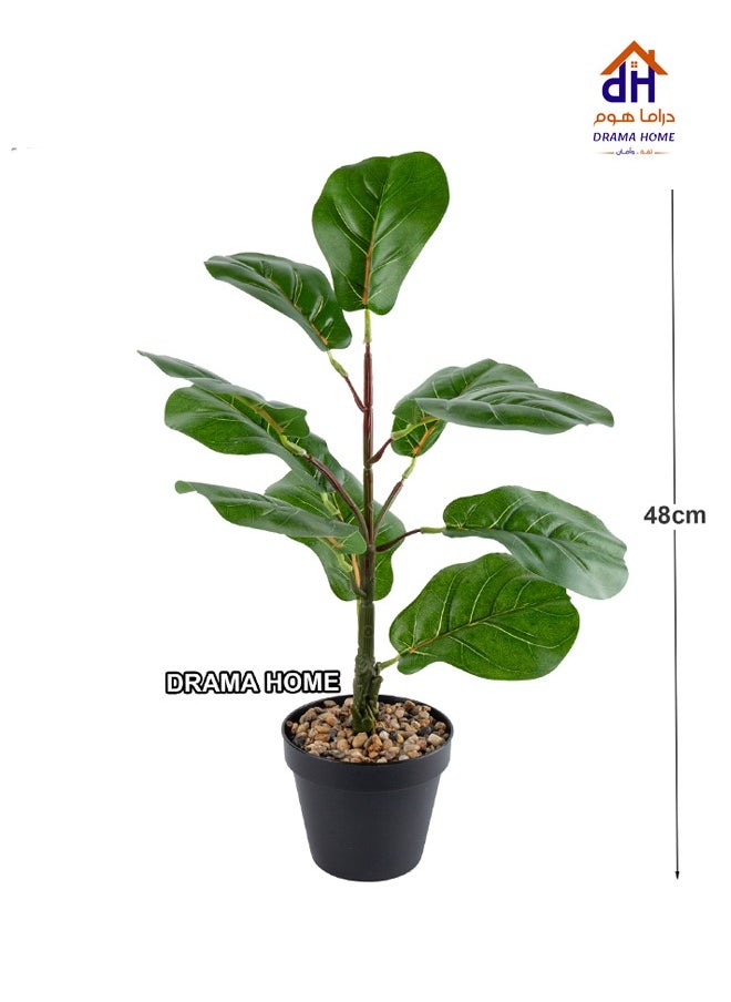 DRAMA HOME Artificial Fiddle Leaf Fig Tree Ultra Realistic 48Tall for Home and Office Decor Potted in a stylish Black Pot  - Image 2