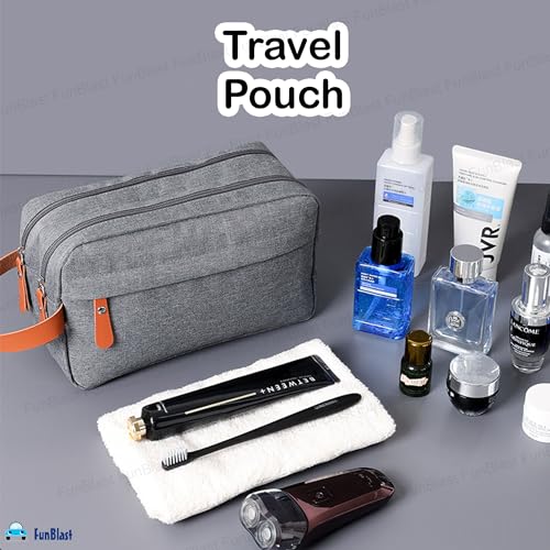 FunBlast Toiletry Bag for Men & Women - Travel Pouch for Toiletries Shaving Kit & Cosmetics, Water Resistance Pouch for Travel Accessories, Organizer Travel Pouch for Make Up (Grey) - Image 3