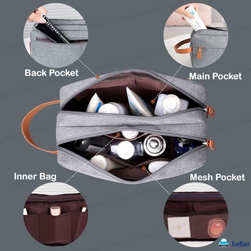 FunBlast Toiletry Bag for Men & Women - Travel Pouch for Toiletries Shaving Kit & Cosmetics, Water Resistance Pouch for Travel Accessories, Organizer Travel Pouch for Make Up (Grey) - Image 5