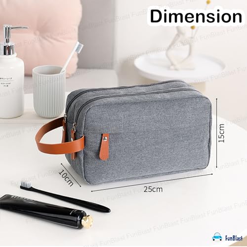 FunBlast Toiletry Bag for Men & Women - Travel Pouch for Toiletries Shaving Kit & Cosmetics, Water Resistance Pouch for Travel Accessories, Organizer Travel Pouch for Make Up (Grey) - Image 2