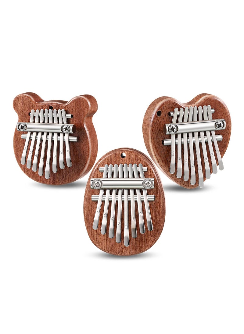 3 Pack Mini Thumb Piano with 8 Key Finger Thumb Piano Portable Mini Pocket Kalimba Cute Heart Oval Bear Kalimba Small Hand Piano for Kid Adult Musical Gifts Ready In Tune Version  - Image 1