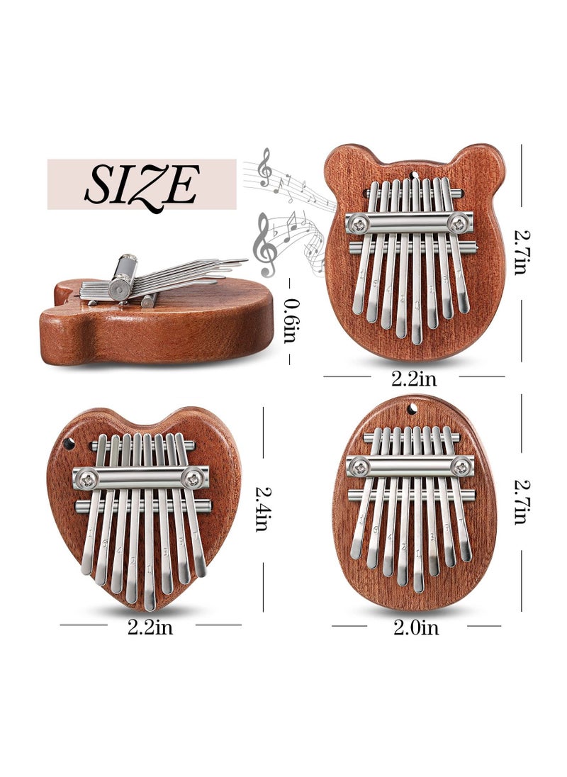 3 Pack Mini Thumb Piano with 8 Key Finger Thumb Piano Portable Mini Pocket Kalimba Cute Heart Oval Bear Kalimba Small Hand Piano for Kid Adult Musical Gifts Ready In Tune Version  - Image 5