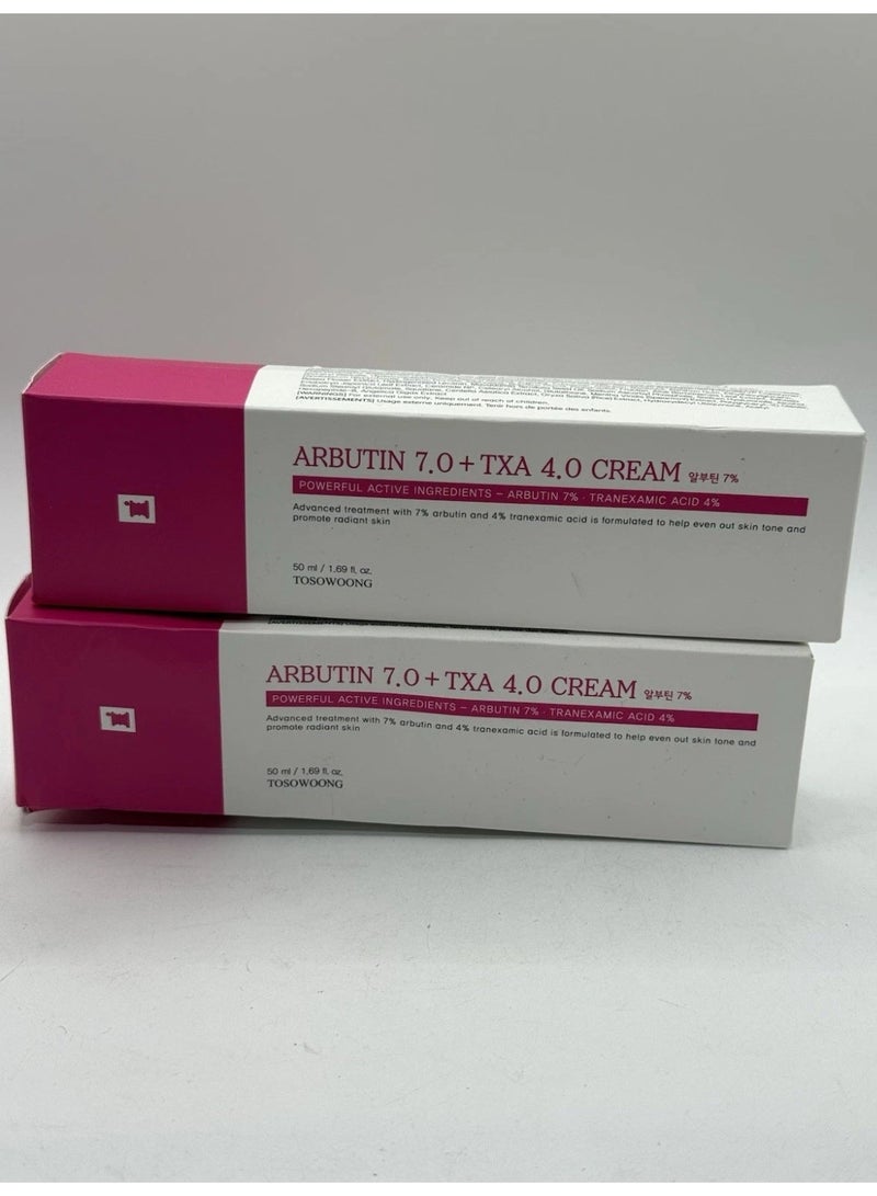 Tosowoong 2-PACK Arbutin 7% + Tranexamic Acid 4% Cream, 70,000ppm Arbutin, 40,000ppm TXA, Niacinamide, Glutathione, Supports Even Skin Tone, Enhances Skin Clarity, Korean Skin Care, 50ml, 1.69 fl.oz - Image 2