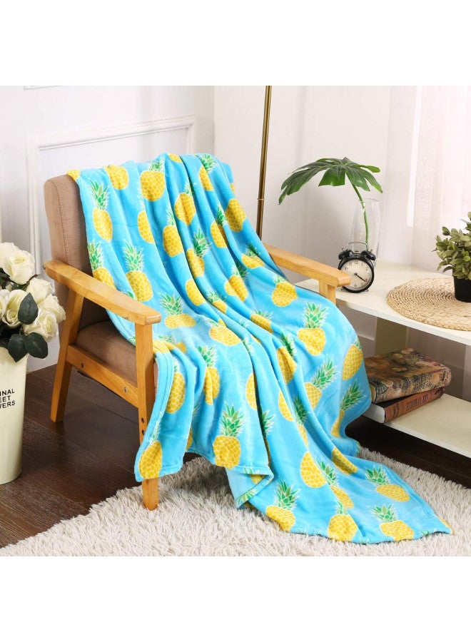 Valerian Luxury Velvet Touch Ultra Plush Christmas Blanket |Soft, Warm, Cozy |Holiday Printed Fleece Throw/Blanket - 50 x 60inch, Pineapple - Image 3