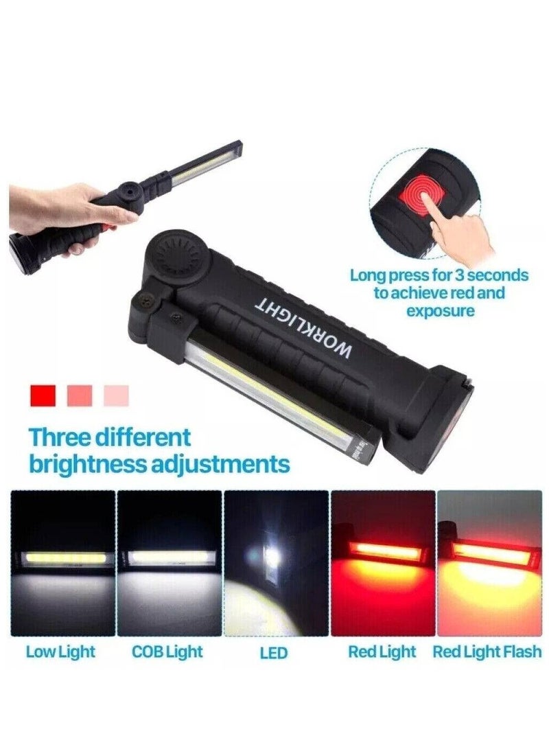 LED Work Light,Rotate Grill Light and 5 Modes Bright LED Flashlights, COB Rechargeable Work Lights with Magnetic Base, Inspection Light for Car Repair, Household, Camping - Image 4
