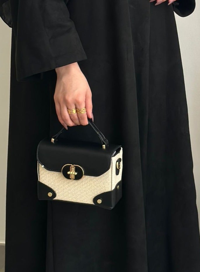 چينيرال براند حقيبة يد وكتف بتصميم صيفي مميز من الجلد والخيش - Image 1