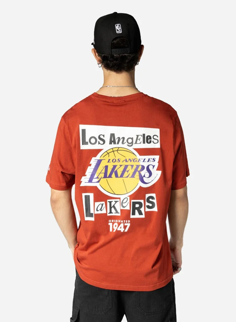 NEW ERA  Los Angeles Lakers Newspaper Graphic T-Shirt for Men | Best Price UAE