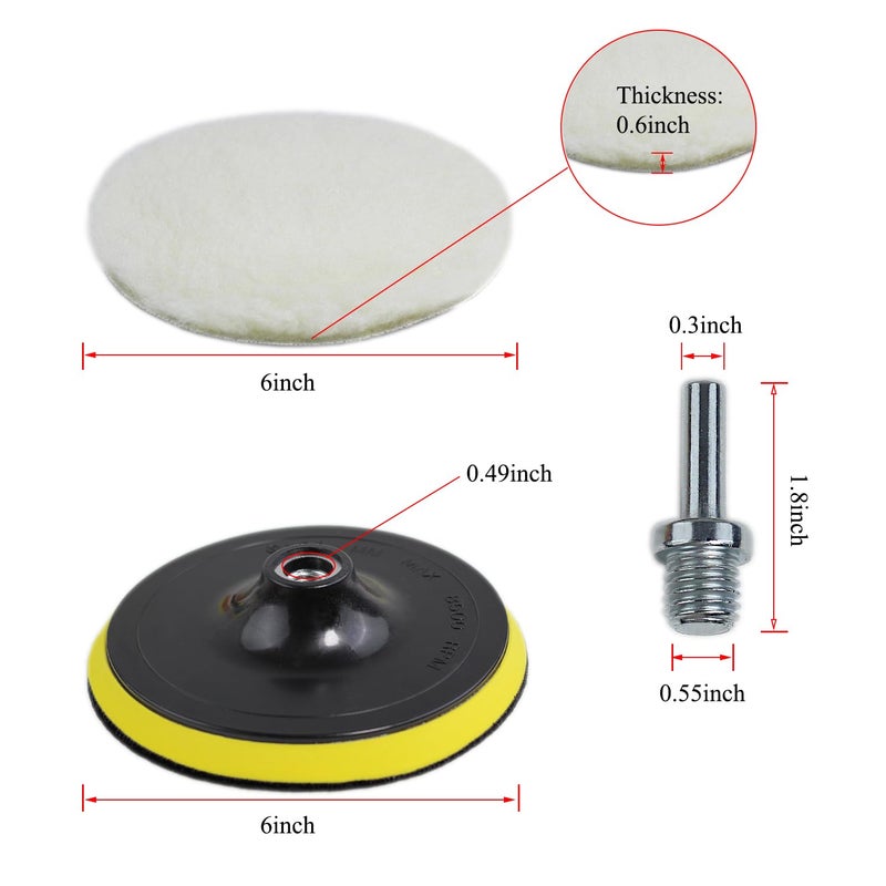 TuhooMall Car Foam Polishing Buffing Kit, Polishing Buffing Pads, Wool Pads, Polishing & Buffing Wheels, for Headlights & Body Foam Wax & Buffer Kits (6) - Image 2