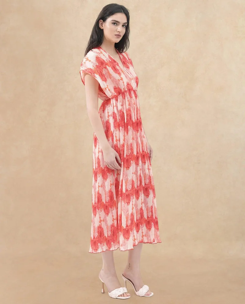 Rareism Women's Floral Printed Midi Wrap Dress