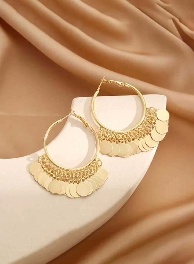 تايك تو أقراط حلقية بدلايات شرابة دائرية