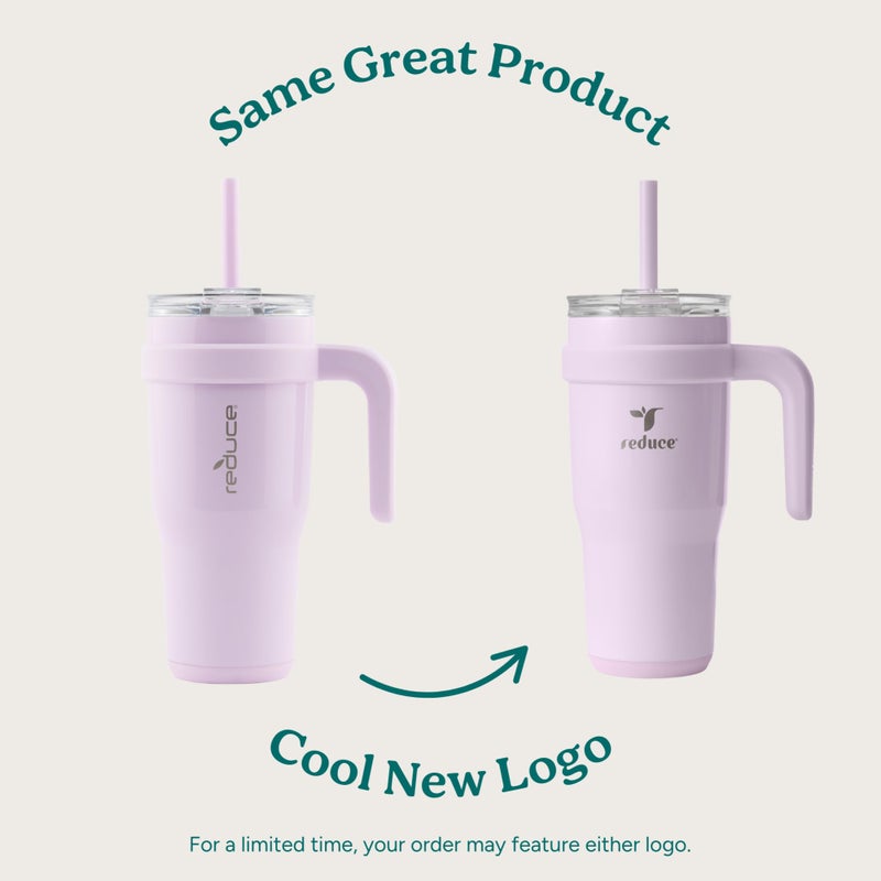 REDUCE 24 oz Stainless Steel Tumbler with Handle - Dual-Wall Vacuum Insulated Travel Mug, Sweat-Proof Lid & Reusable Straw - Keeps Drinks Cold for 24 Hrs, Fits Cupholders, Dishwasher Safe - Lilac Bud - Image 2