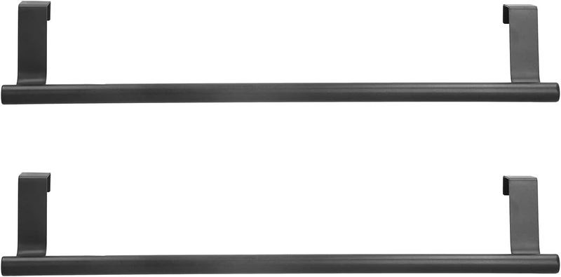 2Pcs Black Stainless Steel Towel Rack 23CM, Punch Free Nail Free Hangable Door Mounted - Space Saving, Rust for Home Bathroom Kitchen (36CM) - Image 1