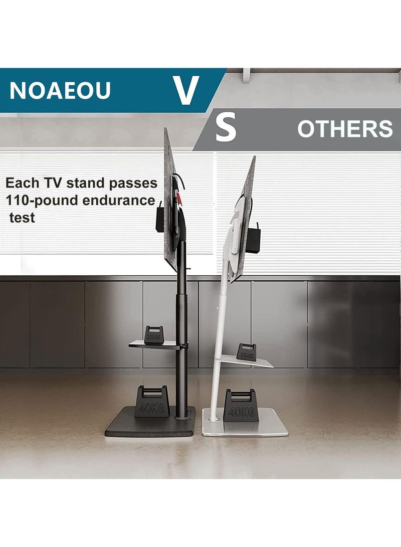 NOAEOU Movable TV Stand with Wheels, Mobile TV Floor Stand, Load 50KG, Suitable 26-70 Inch Screen TV Stands,Swivel & Height Adjustable,for Family Living Room Bedroom Meeting (Black) - Image 4