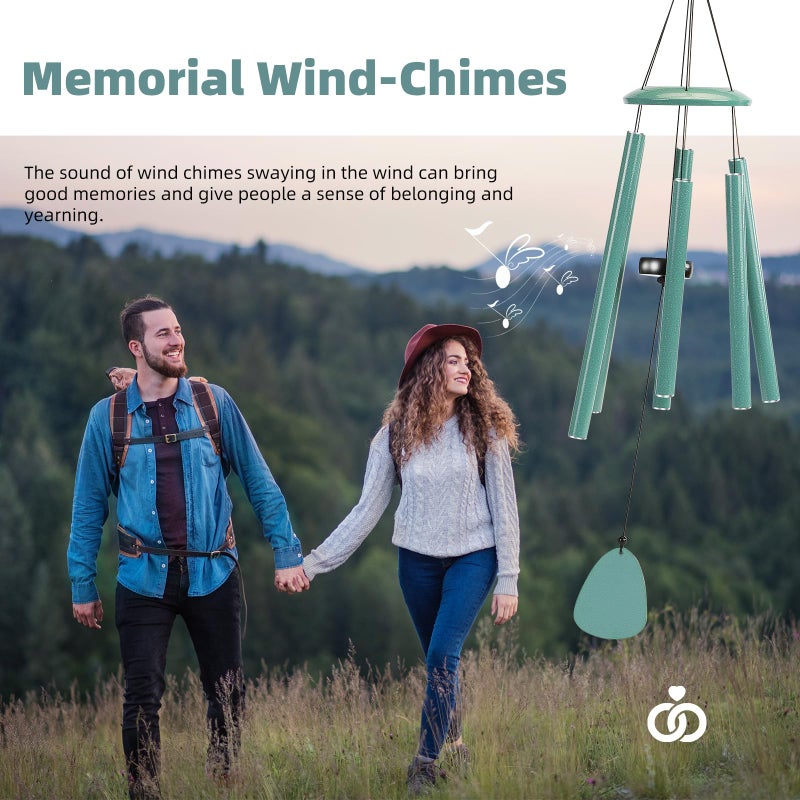 FSVGYY Wind-Chimes-Outdoor-Deep-Tone, Large Soothing Melodic Tones Windchimes, Wind Chimes for Outside, Memorial Wind Chime Best Gift for Mom Women Grandma Neighbors(32" Cyan Coated Aluminum) - Image 2