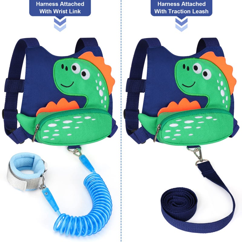 accmor Toddler Harness Leash with Anti Lost Wrist Link, Accmor Cute Dinosaur Kids Harness Children Leash for Outdoor Travel, Adorable Baby Anti Lost Leash Walking Wristband Assistant Strap Keep Babies Close - Image 3