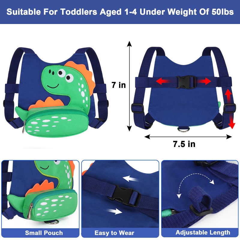 accmor Toddler Harness Leash with Anti Lost Wrist Link, Accmor Cute Dinosaur Kids Harness Children Leash for Outdoor Travel, Adorable Baby Anti Lost Leash Walking Wristband Assistant Strap Keep Babies Close - Image 2