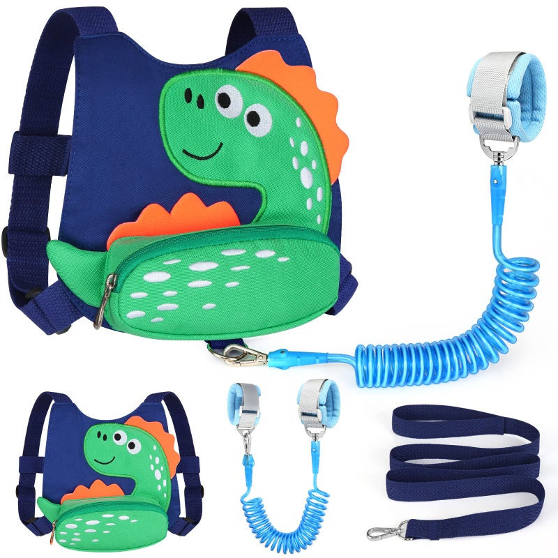 accmor Toddler Harness Leash with Anti Lost Wrist Link, Accmor Cute Dinosaur Kids Harness Children Leash for Outdoor Travel, Adorable Baby Anti Lost Leash Walking Wristband Assistant Strap Keep Babies Close - Image 1