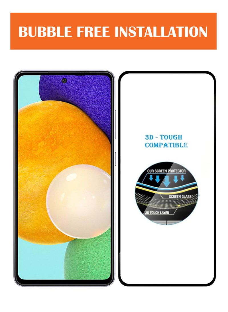 NAFCO - For Samsung Galaxy A52 5G / A52s 5G - Full Glue Tempered Glass Screen Protector - Advanced Border-Less Full Edge to Edge ,Shatterproof , High Responsiveness , Higher Transparency , Quick to Install ,Anti-scratch and Bubble-free Screen Protector - Black - Image 1
